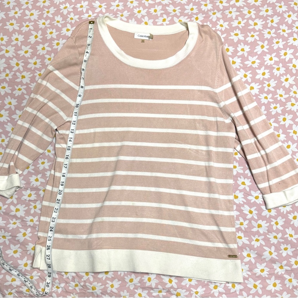 Calvin Klein Blush and White Striped Top